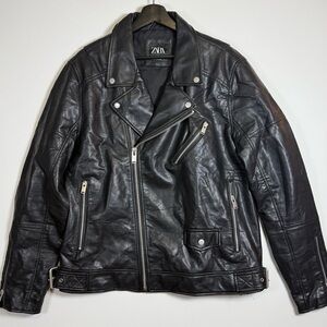 ZARA Black Faux Leather Moto Jacket – Men’s XL – NWOT